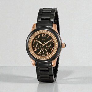 Chisel Ladies Black Dial Ceramic Watch
